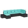 vidaXL Garden Sofa Set with Cushion 7 pcs Black Poly Rattan