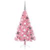 vidaXL Artificial Pre-lit Christmas Tree with 150 LEDs Pink 47.2" PVC