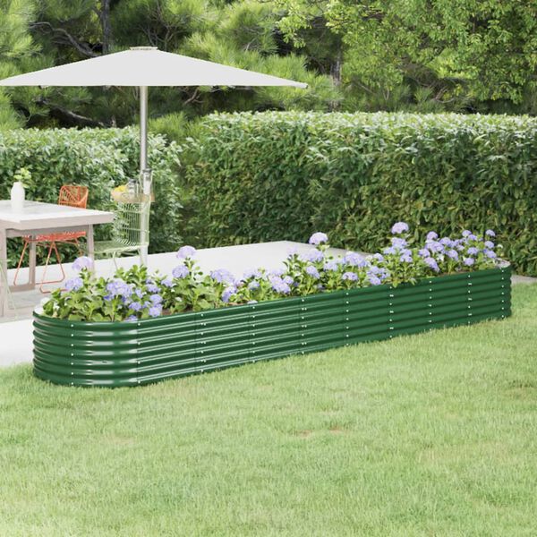 vidaXL Garden Raised Bed Green Powder-coated steel