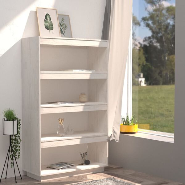 vidaXL Book Cabinet White Solid pine wood Medium Book Cabinet