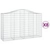 vidaXL Gabion Basket Set of 8 Silver Galvanized Iron Large Durable