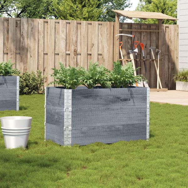 vidaXL Garden Planter Grey Solid pine wood 39.4 x 19.7 in Stackable