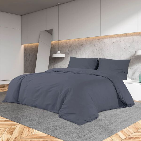 vidaXL Duvet Cover Set Anthracite 100% Cotton 102.4 x 94.5 in