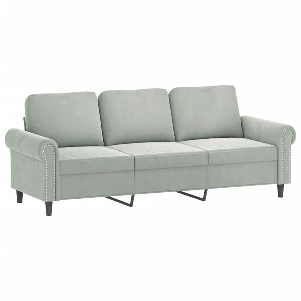 vidaXL 3-Seater Sofa with Footstool Light Gray 70.9" Velvet