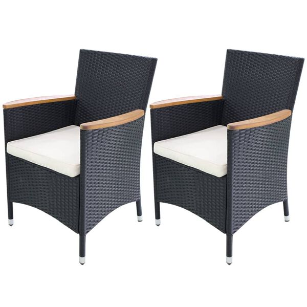 vidaXL Garden Chair Set of 2 Black, Cream White