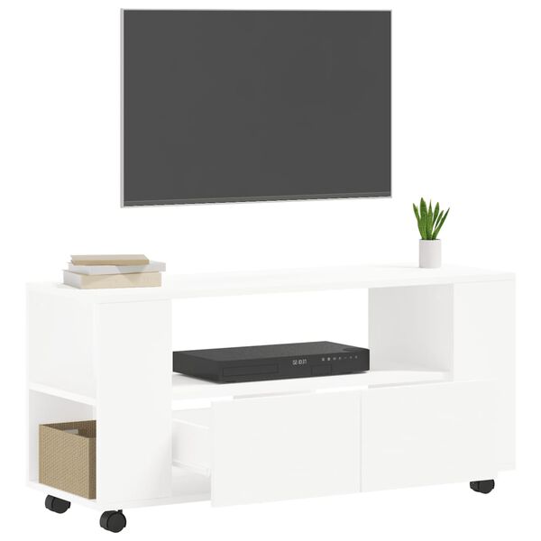 vidaXL TV Cabinet White Engineered Wood Medium Adjustable Armrests