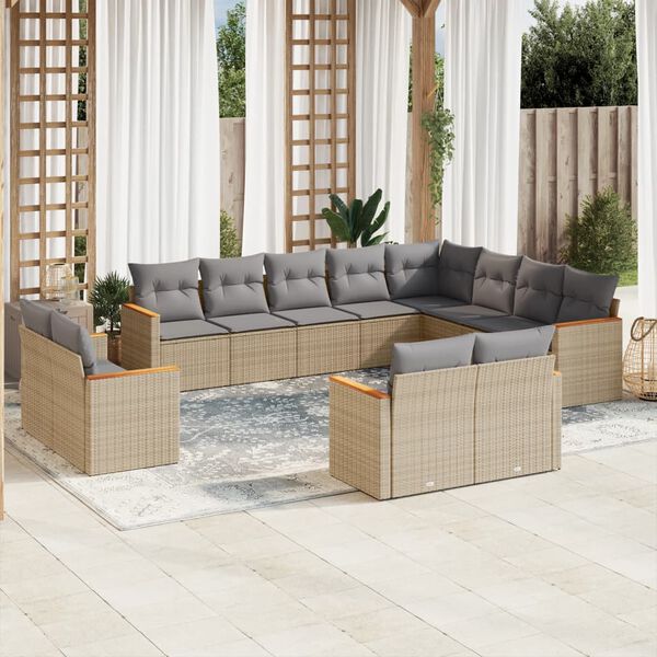 vidaXL Garden Sofa Set Mix Beige PE rattan 12 Piece Set Modular