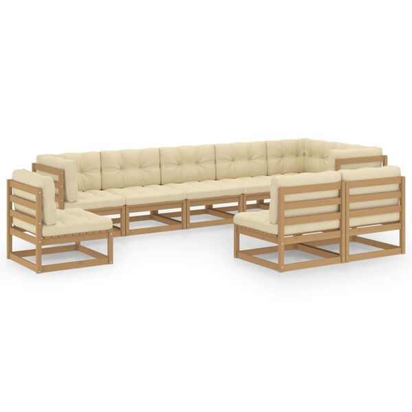vidaXL Garden Lounge Set Honey brown Solid pine wood, polyester Large