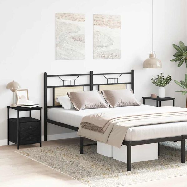 vidaXL Bedside Cabinets 2 pcs Black Oak 13.4"x 14"x 19.7" Engineered Wood