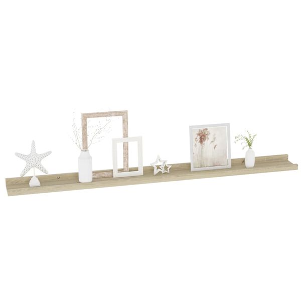 vidaXL Wall Shelf Set of 4 Sonoma Oak MDF 39.4x3.5x1.2 in