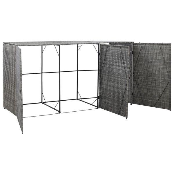vidaXL Triple Wheelie Bin Shed Anthracite 90.2"x30.7"x47.2" Poly Rattan