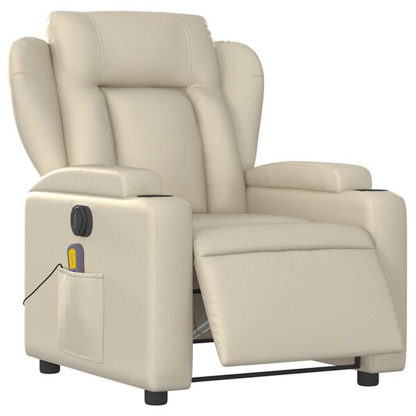 vidaXL Electric Massage Recliner Chair Cream Faux leather, metal, plywood
