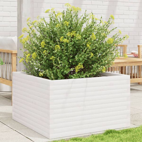 vidaXL Garden Planter White Solid pinewood 31.5 x 31.5 x 18.1 in