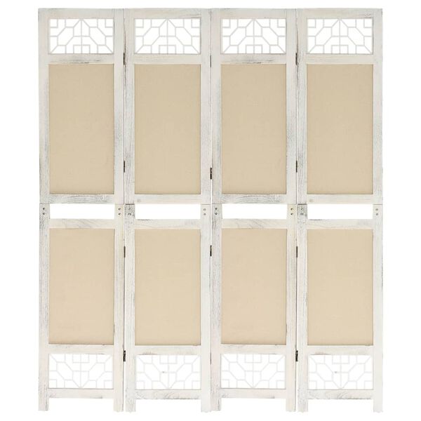 vidaXL 4-Panel Room Divider Cream 55.1x65.0" Fabric
