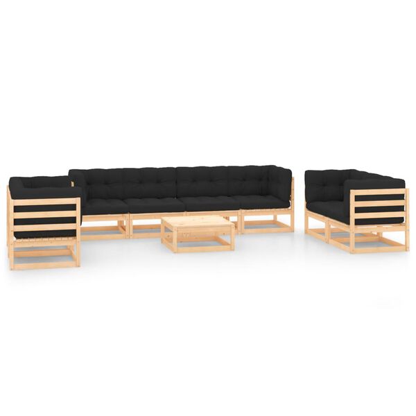 vidaXL Garden Lounge Set Anthracite cushions, natural pine wood