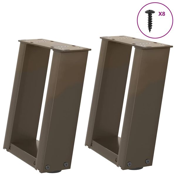 vidaXL Coffee Table Legs U-Shaped 2 pcs Natural Steel 11.8x(11.8-12.2)" Steel