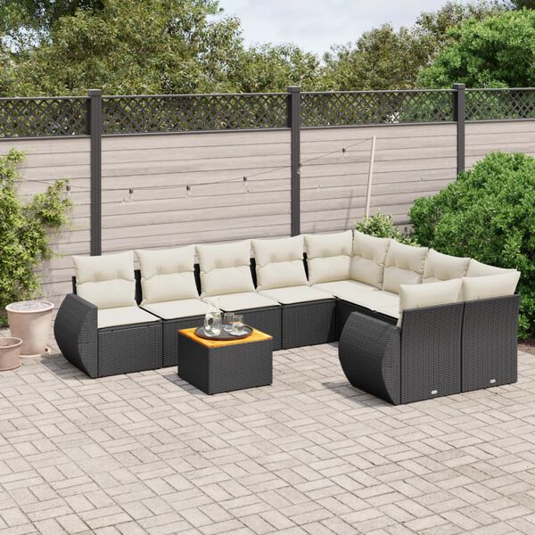 vidaXL Garden Sofa Set Black, Cream White