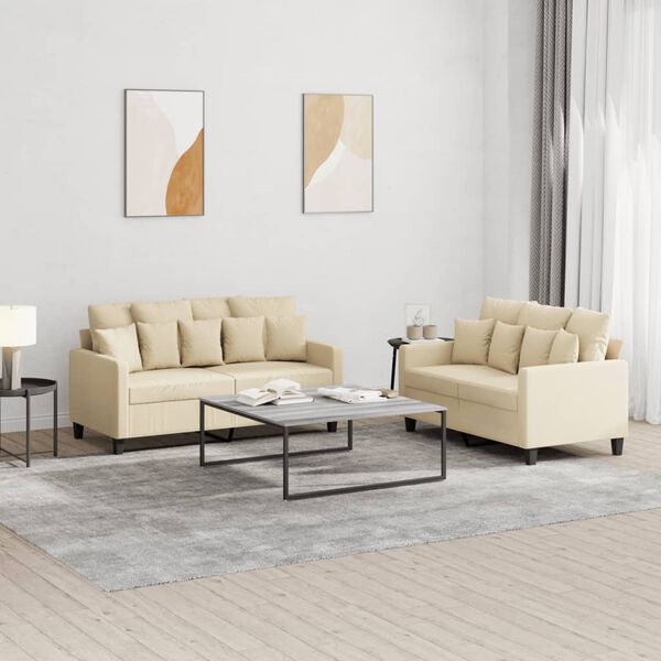 vidaXL Sofa Set Cream Fabric (100% polyester), metal, textilene, plywood