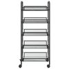 vidaXL 5-Tier Kitchen Trolley Black 18.1"x10.2"x41.3" Iron