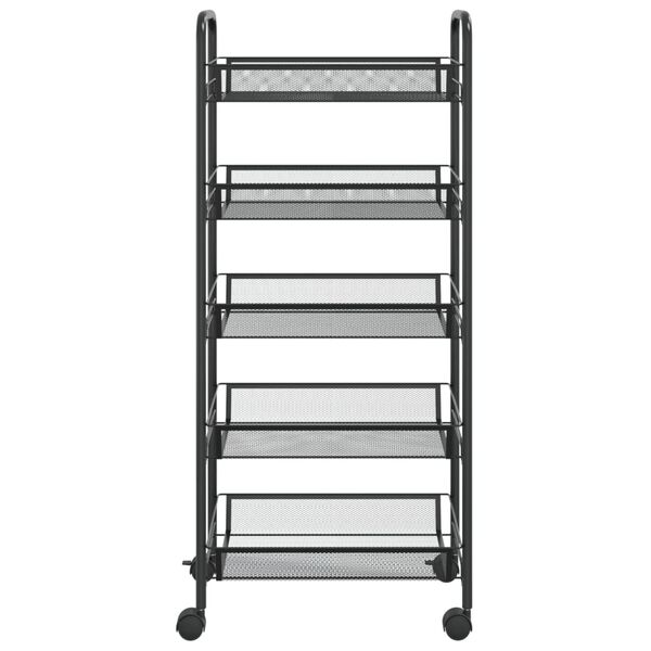 vidaXL 5-Tier Kitchen Trolley Black 18.1"x10.2"x41.3" Iron