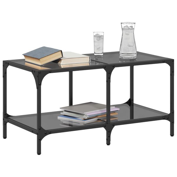 vidaXL Coffee Table Black Engineered wood, steel, glass Small Coffee Table