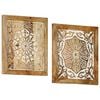 vidaXL Hand-Carved Wall Panels 2 pcs Solid Mango Wood 15.7"x15.7"x0.6"