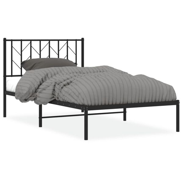 vidaXL Bed Frame Black Steel Twin Bed Frame Rectangular Traditional