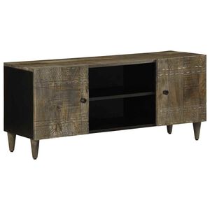 vidaXL TV Cabinet Light Gray Solid Mango Wood, Engineered Wood, Metal