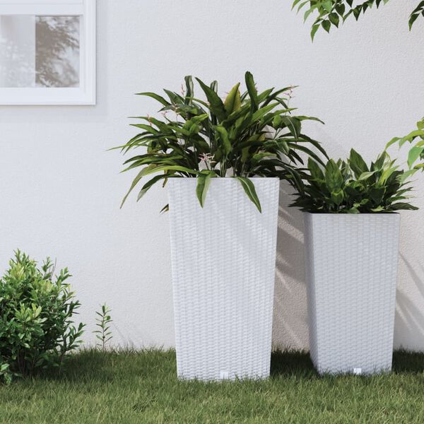 vidaXL Planter with Removable Inner White 21 / 12.9 gal PP Rattan
