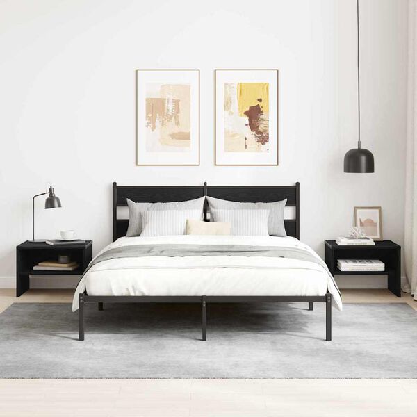 vidaXL Bedside Cabinet Black oak 15.7" x 15.7" x 11.8" Engineered wood