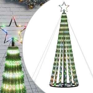 vidaXL LED Christmas Tree Colorful light with green needles