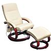 vidaXL Massage Chair with Footstool Cream Faux Leather