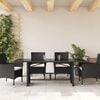 vidaXL Garden Table Black PE rattan, powder-coated steel, tempered glass