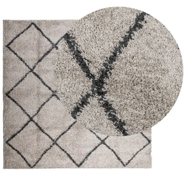 vidaXL Shaggy Rug Beige 100% Polypropylene 47.2x47.2 in Foldable