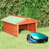 vidaXL Lawn Mower Garage Brown, Green Solid Firwood, Plywood Medium