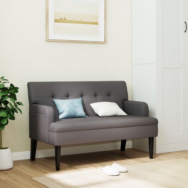 vidaXL Bench Grey Faux leather, Plywood, Rubber wood, Foam Medium Bench