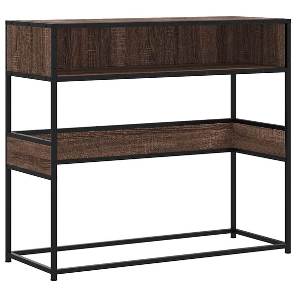 vidaXL Console Table Brown Oak Engineered wood, metal 35.4x13.8x31.5 in