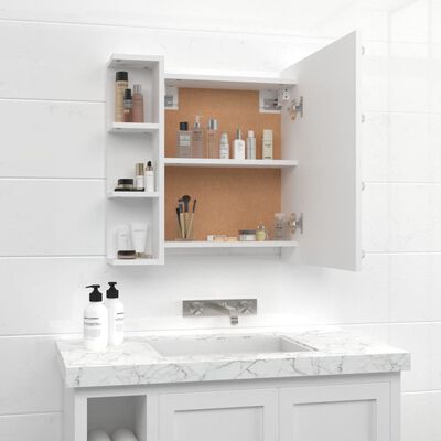 vidaXL Mirror Cabinet with LED White 27.6"x6.5"x23.6"