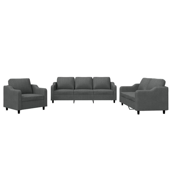 vidaXL Sofa Set Dark Grey Fabric (100% polyester) Large Sofa Set