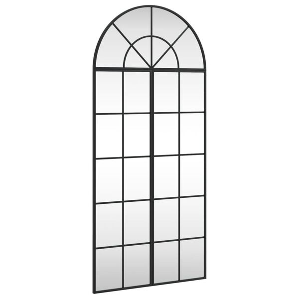 vidaXL Wall Mirror Black Powder-coated iron 23.6 x 51.2 in Minimalistic