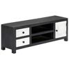vidaXL TV Cabinet Gray and White Solid Mango Wood, MDF Medium TV Cabinet