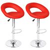 vidaXL Stool Set of 2 Red Faux leather, Iron Adjustable Footrest
