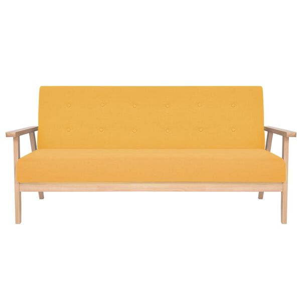 vidaXL Sofa Set Yellow Polyester fabric, Wood Large Durable Sofa Set