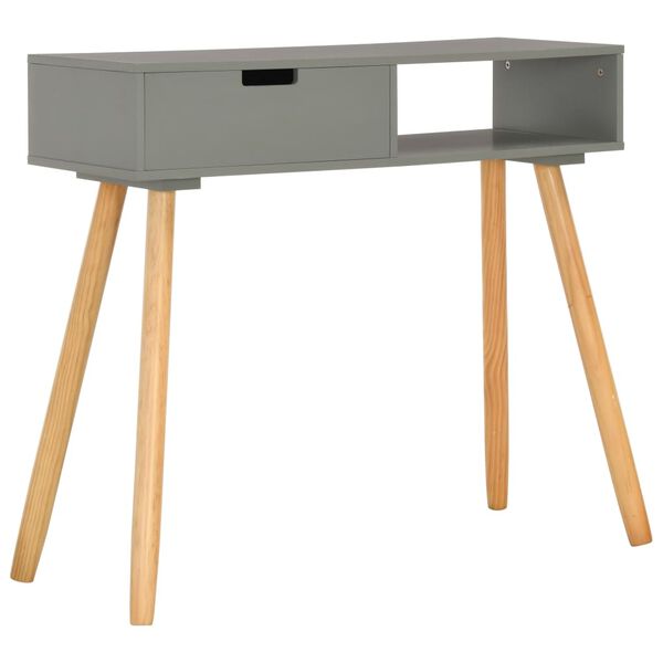 vidaXL Console Table Grey and Brown Solid Pinewood, MDF Compact Durable