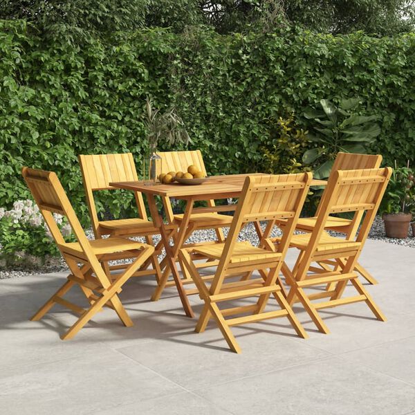 vidaXL Folding Garden Chair Set of 6 Natural teak Solid teak wood Medium