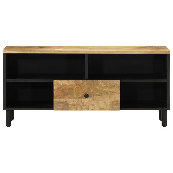 vidaXL TV Cabinet Natural Solid Mango Wood, Iron Medium TV Cabinet