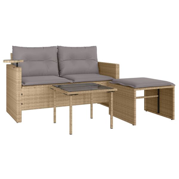 vidaXL Garden Sofa Set Beige and Light Grey PE Rattan 2-Seater