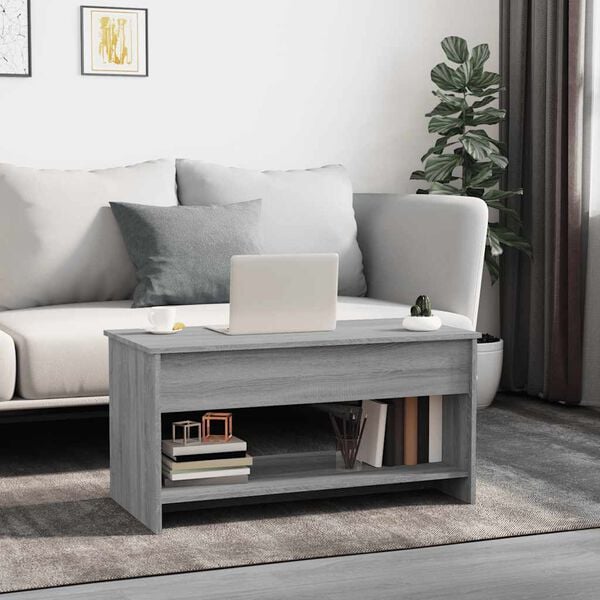 vidaXL Coffee Table Grey Sonoma Engineered Wood Medium Height-Adjustable