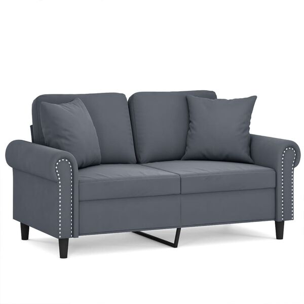vidaXL 2-seater Sofa Dark Grey Velvet, Metal, Textilene 47.2 in seat width