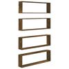 vidaXL Wall Cube Shelf Set of 4 Smoked Oak Engineered Wood Standard